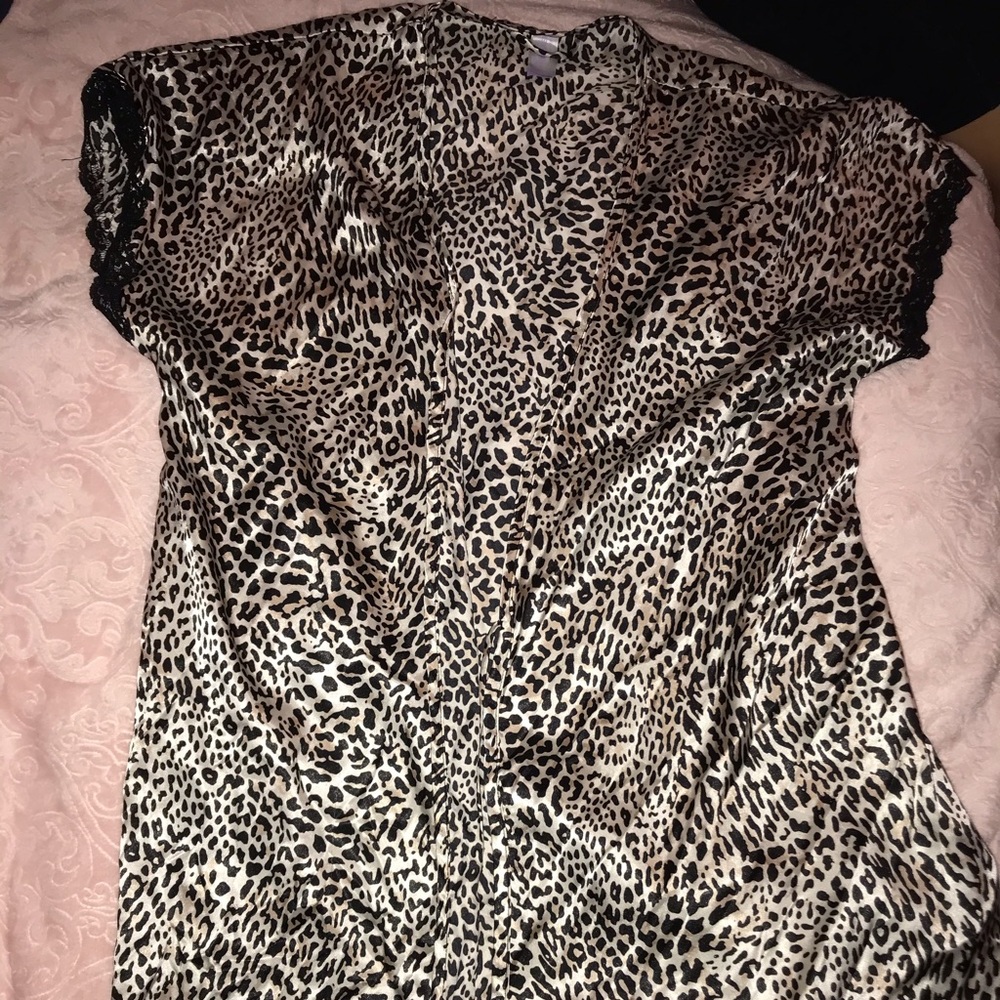 Silk cheetah print robe